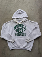 Load image into Gallery viewer, SPLIT COLLAR “MANSFIELD HORNETS” SWEATSHIRT - 1990S - LOST ENDS FOUND
