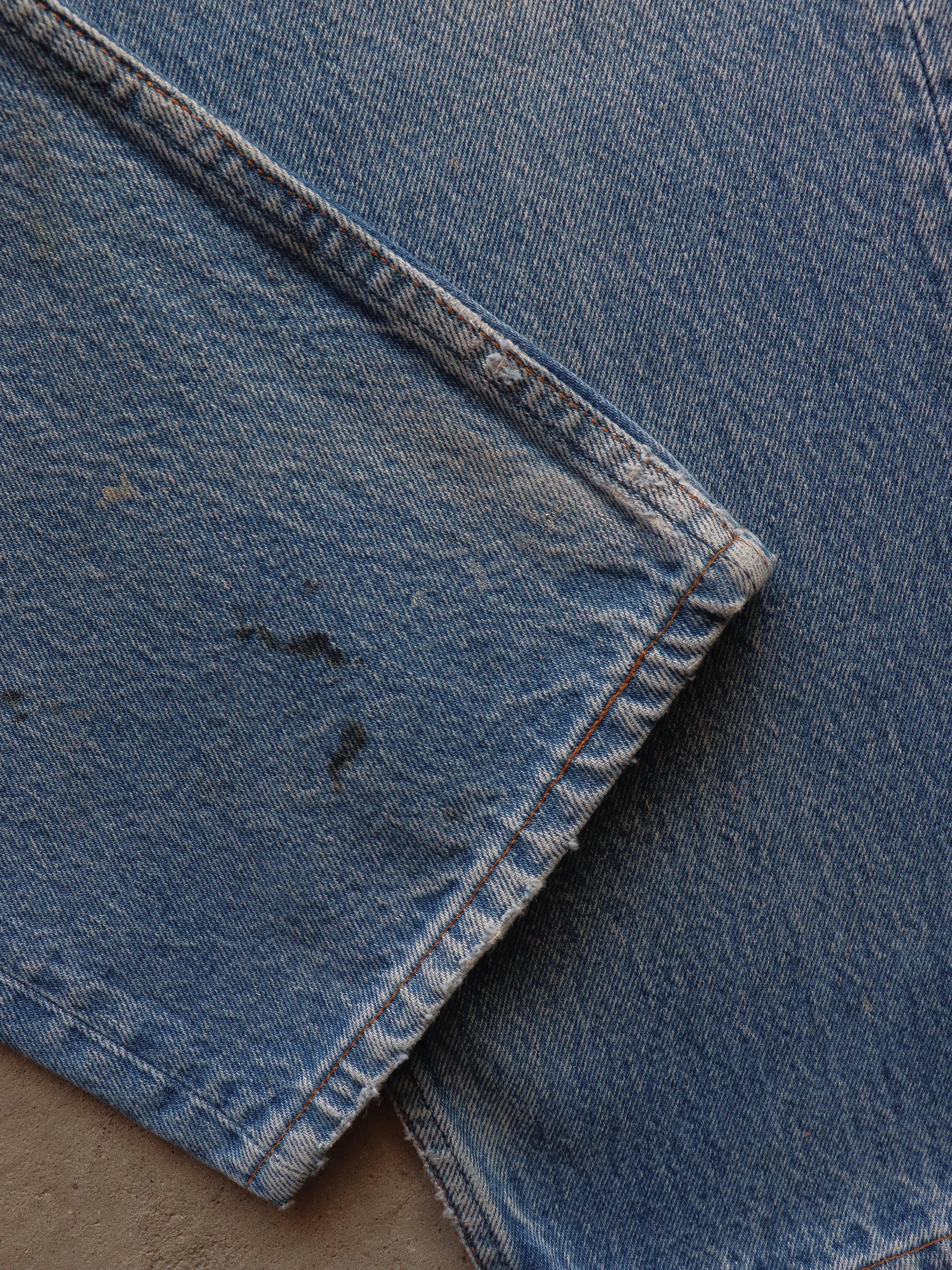 LEVI'S 501 FADED & REPAIRED INDIGO DENIM - 1990S  ( 32 x 31 ) - LOST ENDS FOUND