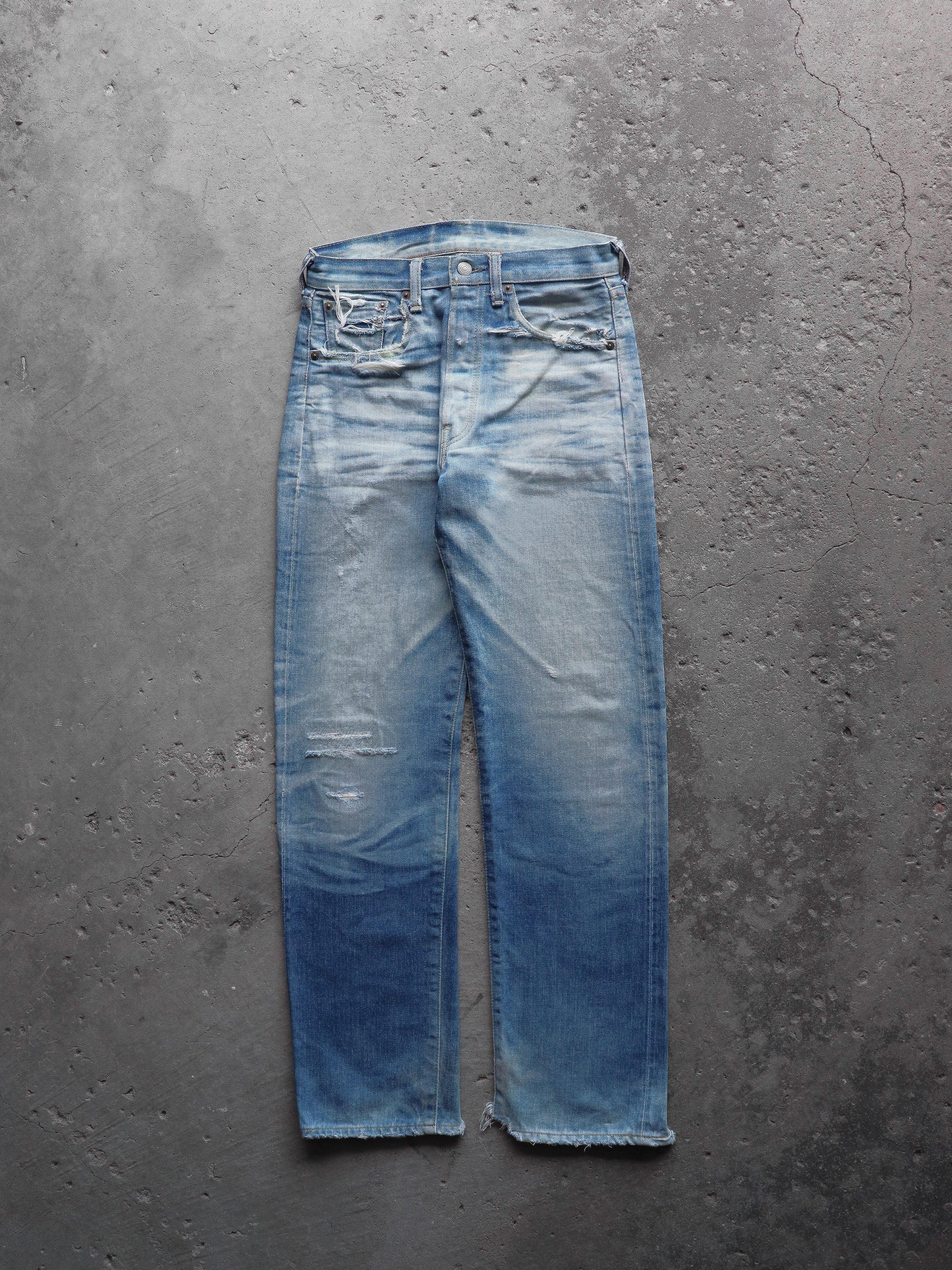 LEVI'S 501 LVC FADED & REPAIRED INDIGO DENIM - 2000S  ( 29 x 32 ) - LOST ENDS FOUND