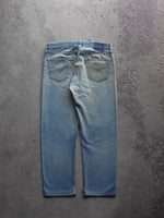 Load image into Gallery viewer, LEVI&#39;S 501 FADED &amp; REPAIRED DIRTY WASH DENIM - 1990S  ( 33 x 32 ) - LOST ENDS FOUND
