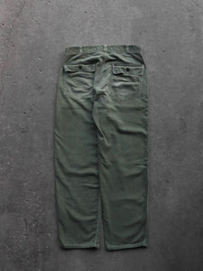 FADED & REPAIRED OG-107 FATIGUE TROUSERS - 1970S