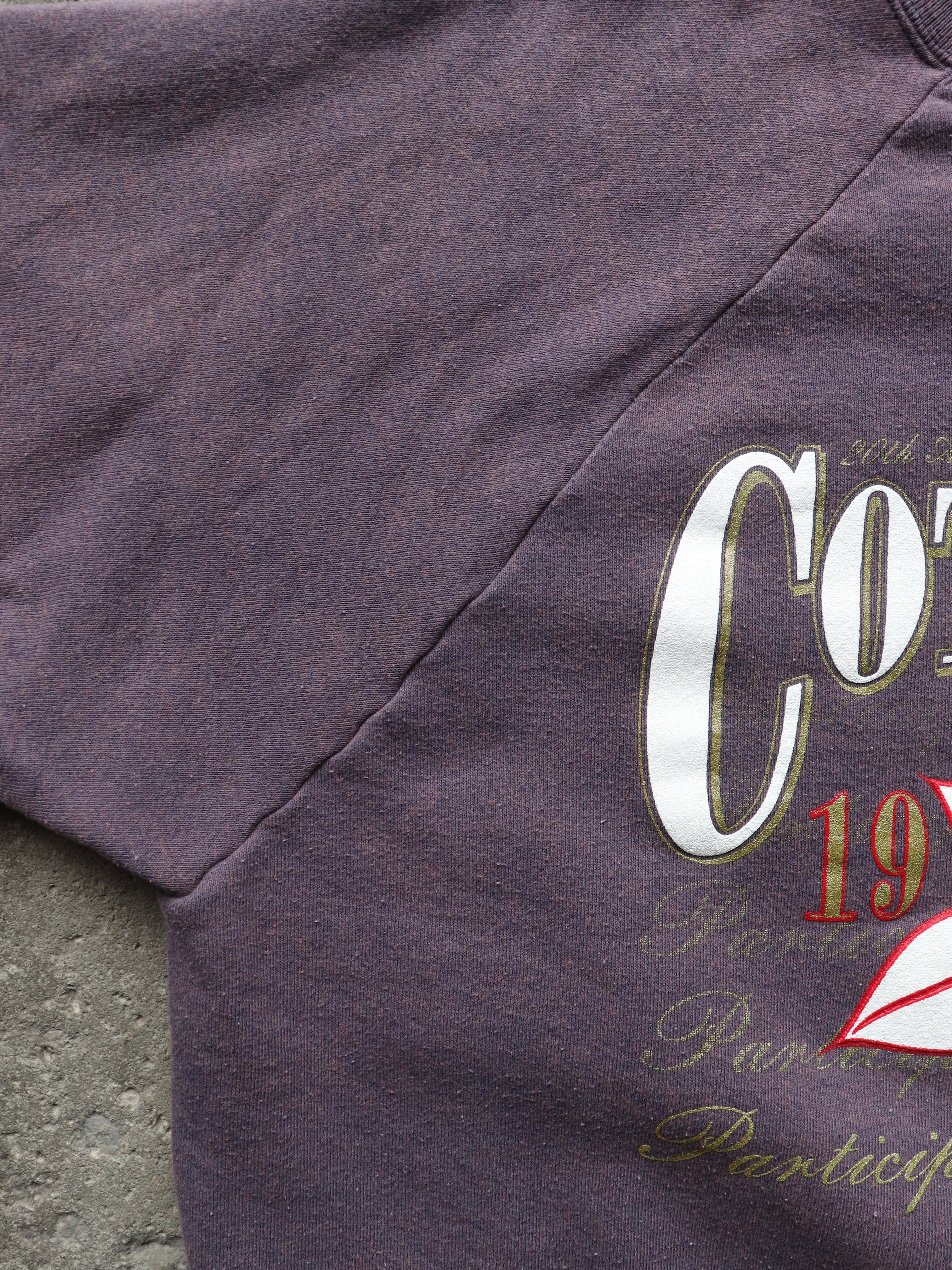 SUN FADED RAGLAN COLLEGIATE CREWNECK - 1990S - LOST ENDS FOUND