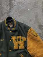 Load image into Gallery viewer, FOREST GREEN “SPARTANS” VARSITY JACKET- 1970s - LOST ENDS FOUND
