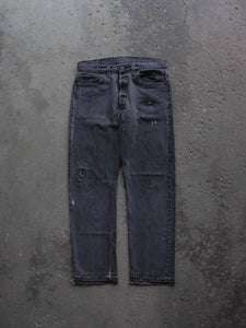 LEVIS 501 REPAIRED CHARCOAL PAINTER DENIM - 1990S  ( 32 x 32 ) - LOST ENDS FOUND