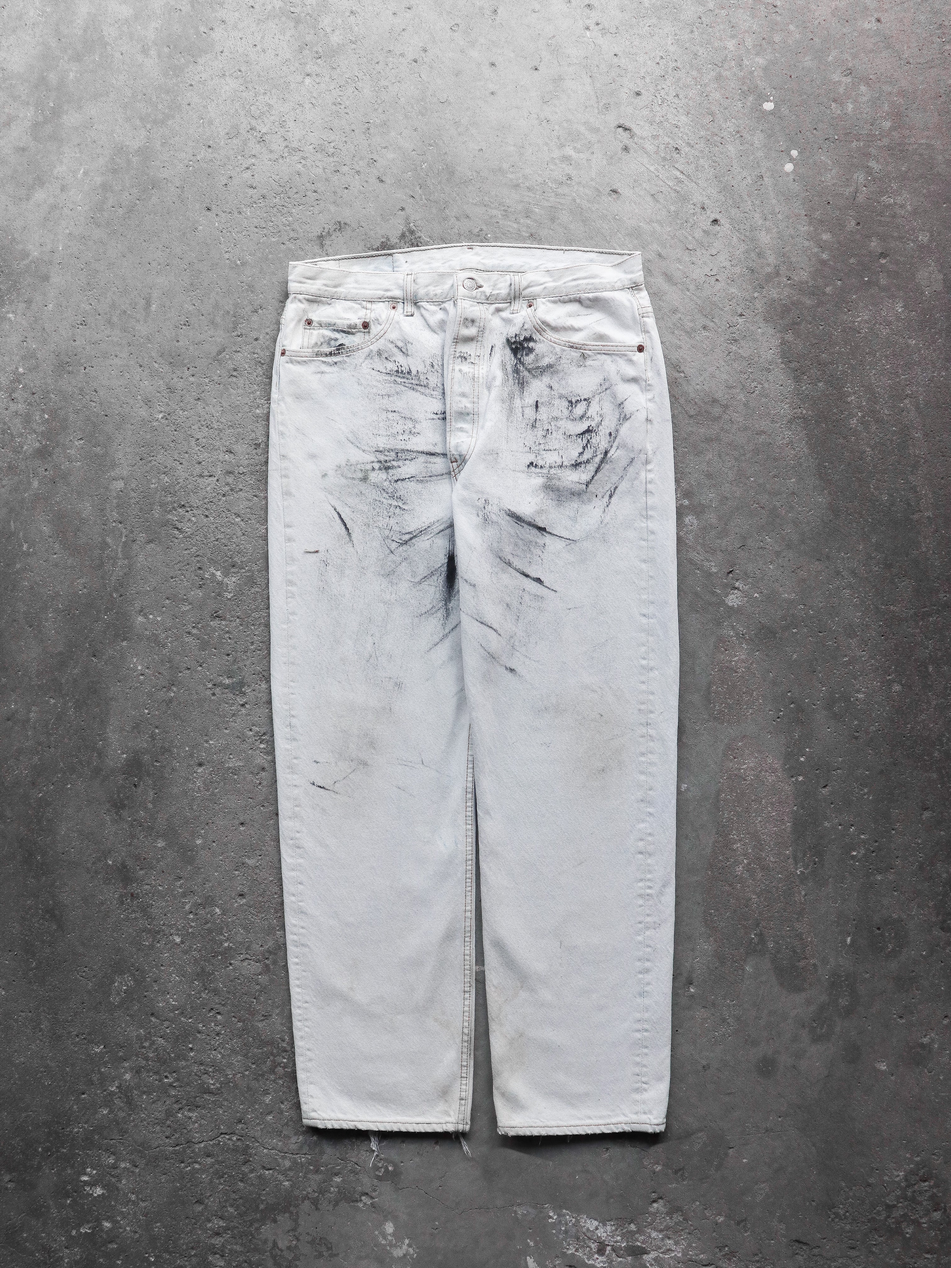 LEVI'S 501 STAINED BONE PAINTER DENIM - 1990S