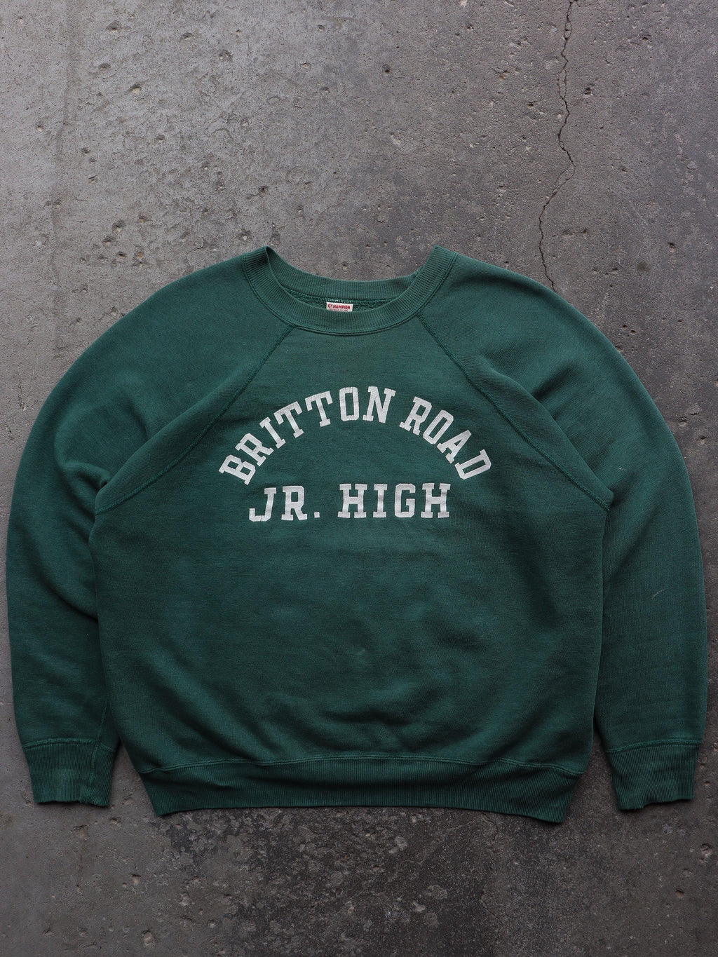 CHAMPION FADED & REPAIRED “BRITTON ROAD” CREWNECK - 1960S – LOST