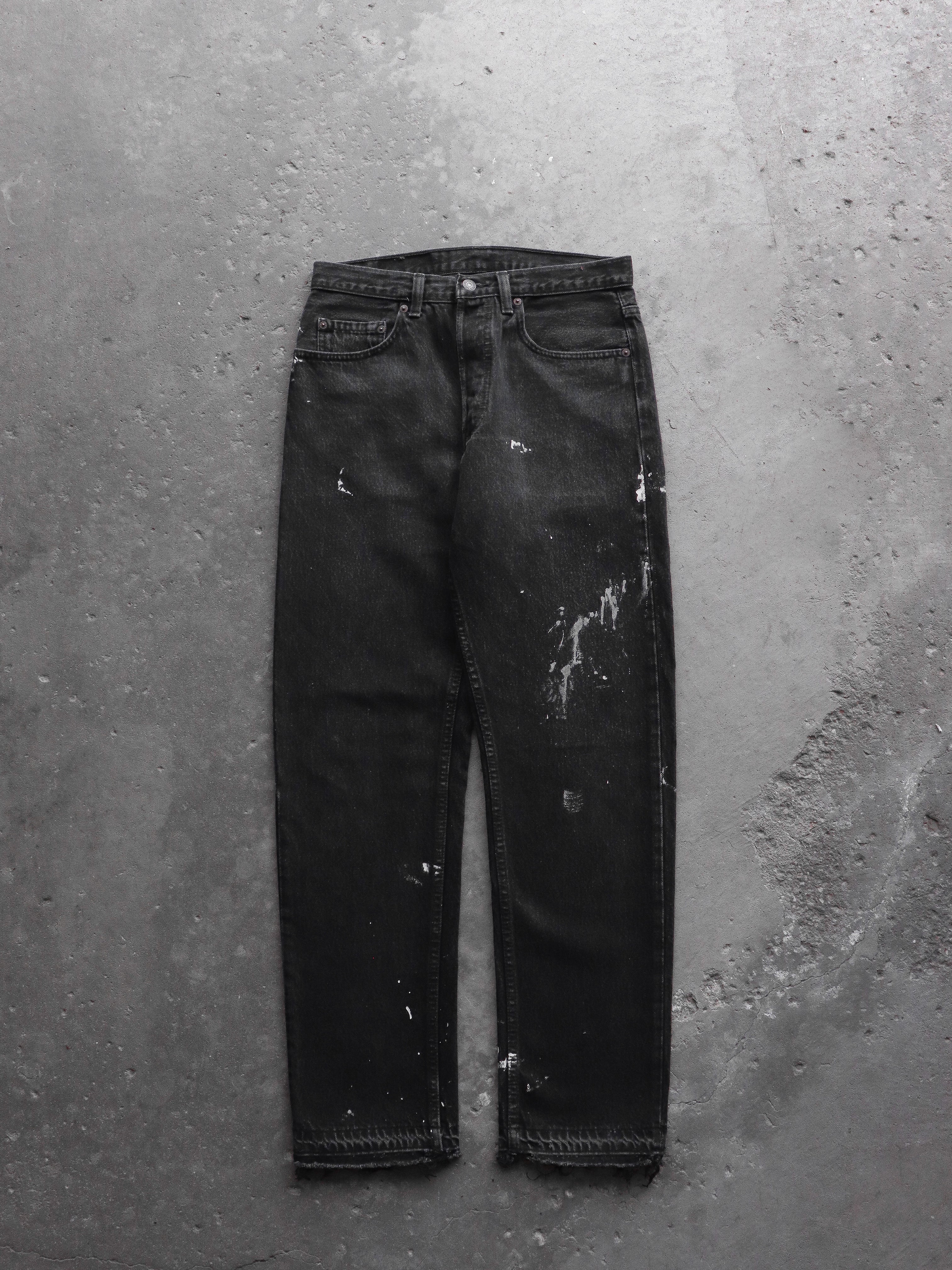 LEVIS 501 FADED BLACK PAINTER DENIM - 1990S