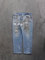 Load image into Gallery viewer, LEVI&#39;S 501 REPAIRED DIRTY WASH DENIM - 1990S
