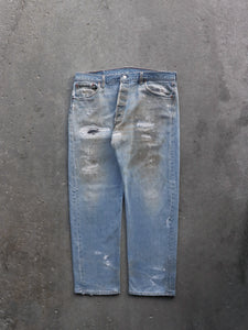 LEVI'S 501 REPAIRED DIRTY WASH DENIM - 1990S