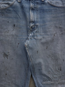 LEVIS THRASHED & REPAIRED ALTERED DENIM - 1970S  ( 32 X 32 ) - LOST ENDS FOUND