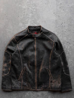 Load image into Gallery viewer, DISTRESSED LEATHER MOTO JACKET - 1990S
